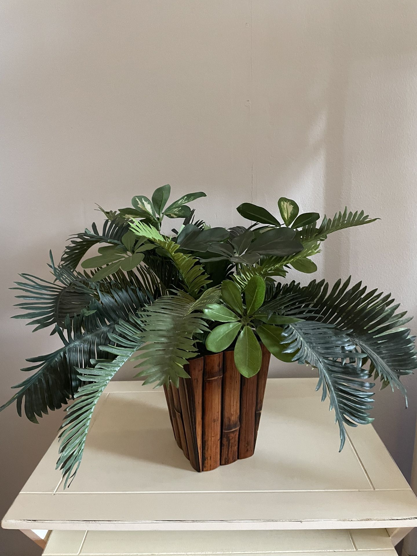 Tropical Plant In Bamboo Planters  Artificsl