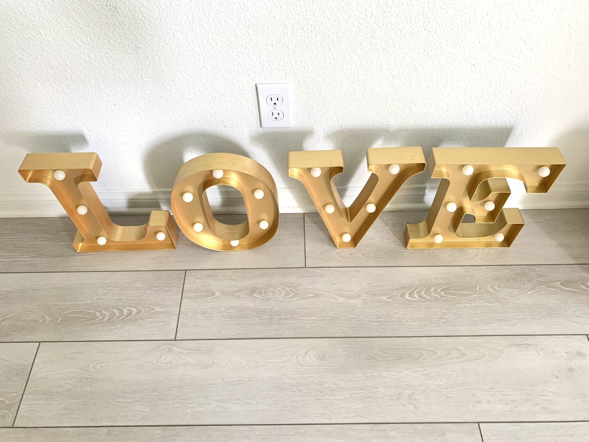 Love Sign For Wedding, Gold Color LED Light Love
