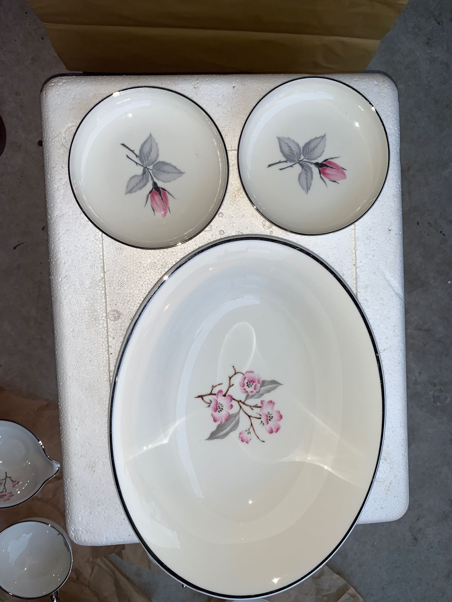Patricia Syracuse China- Pink and silver floral China Set