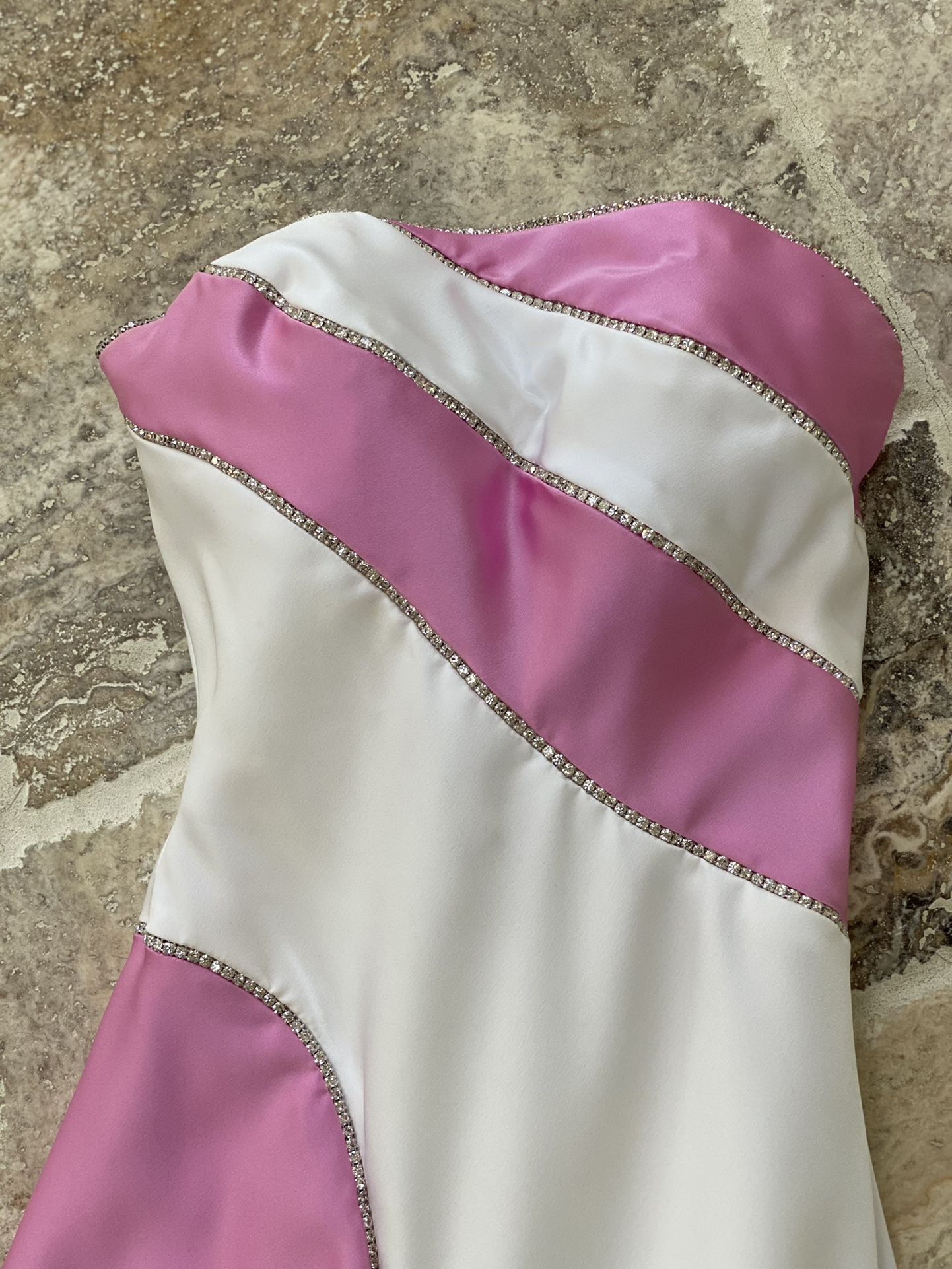 Strapless Pink And White Dress