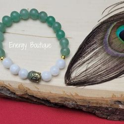 Zen Peace Moonstone & Green Aventurine Crystal Bead Bracelet Thumbnail