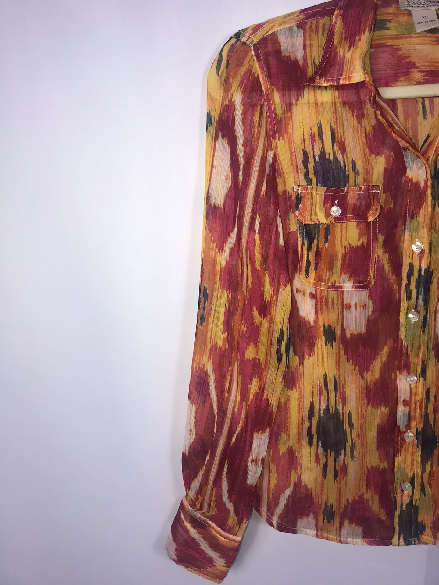 Lucky Brand Tie-Dye Lightweight Button Down Top