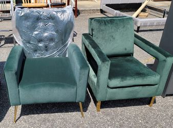 Green/ Gold Accent Chair (Brand New) Thumbnail