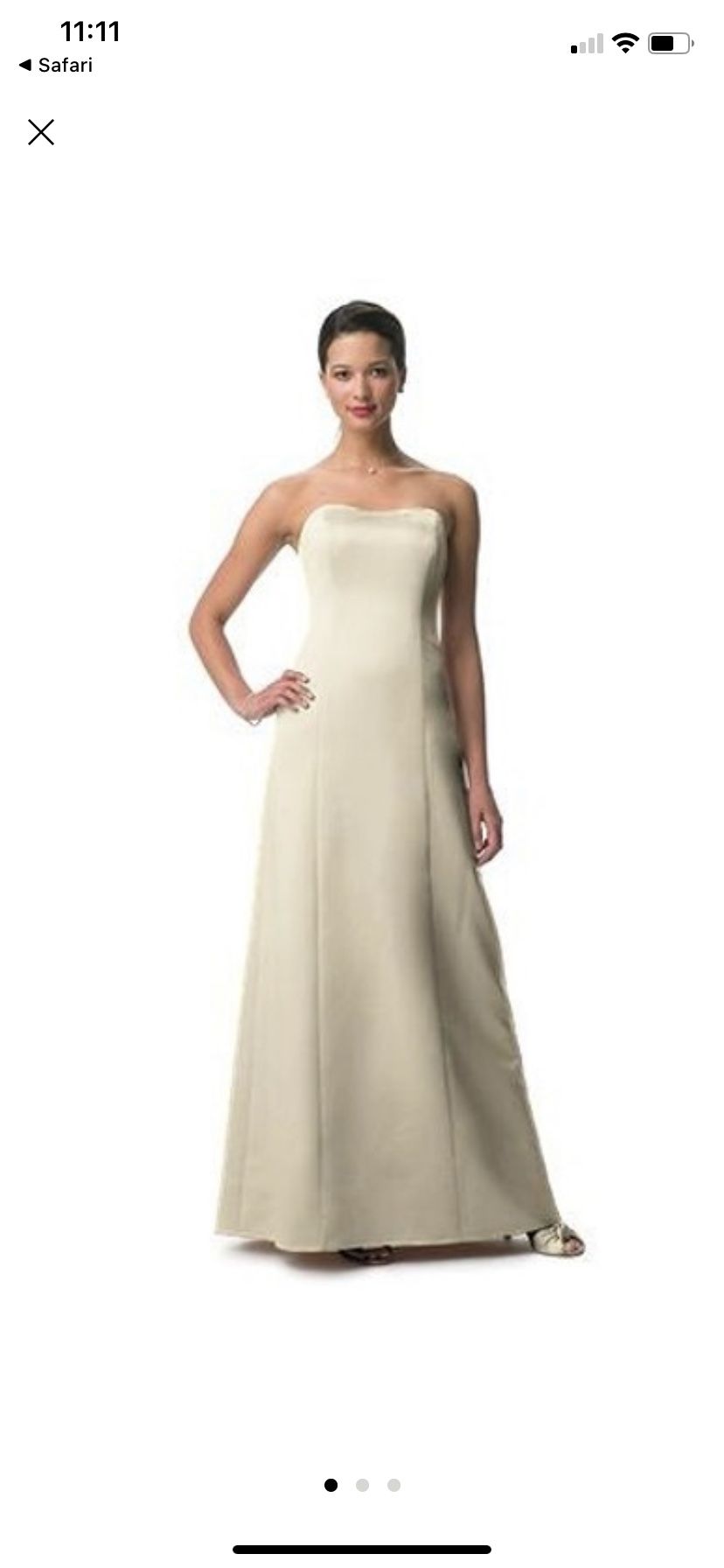 Michaelangelo Tan Champagne Gold Strapless silky Floor Length Bridesmaid Dress