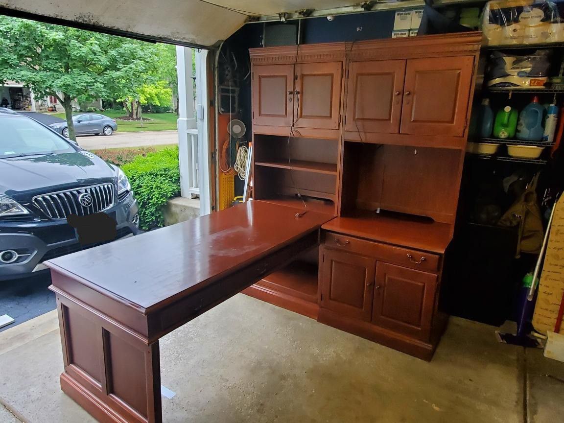 Solid Wood Partners Desk With Hutch