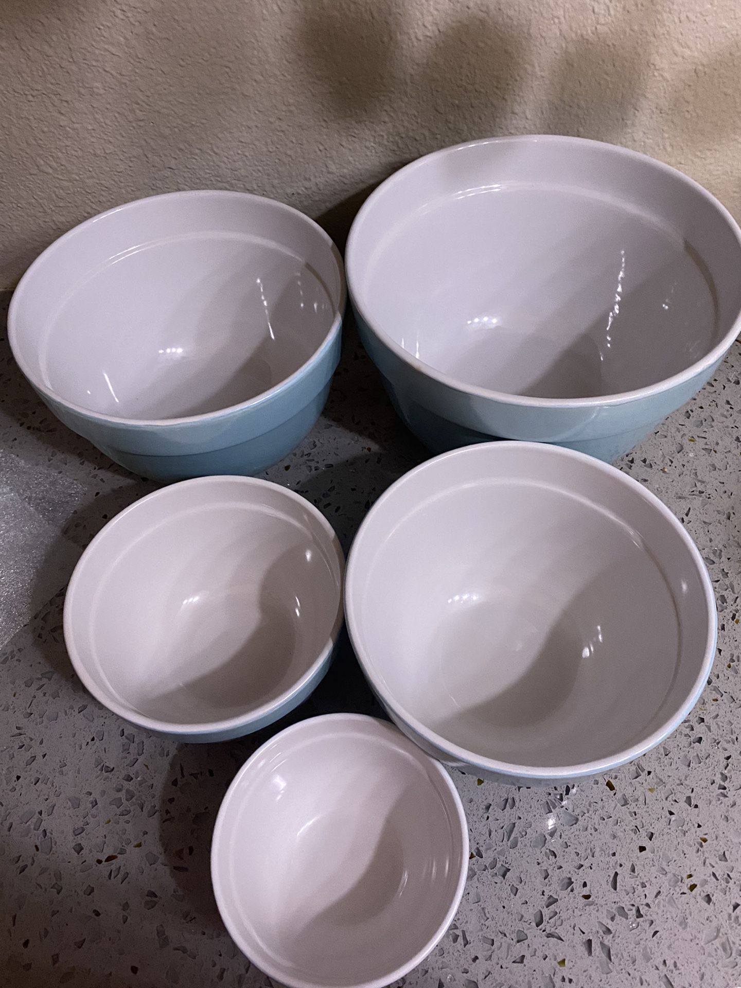 Turquoise Stoneware Nesting Bowls - Set of 6 