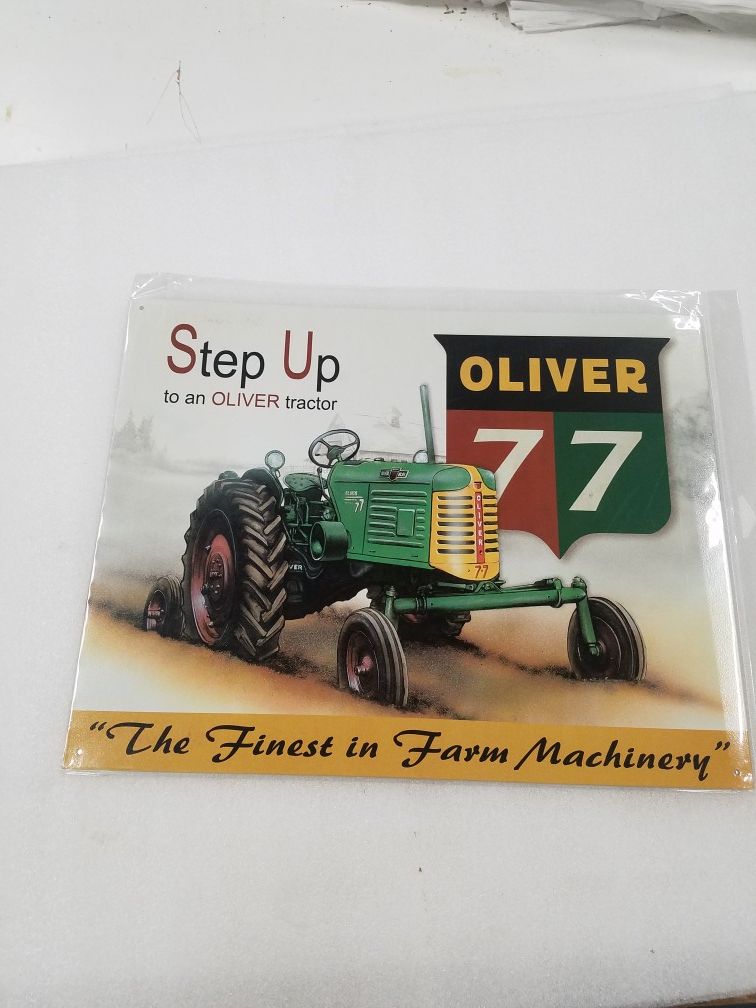 Oliver 77 farm tractor metal sign