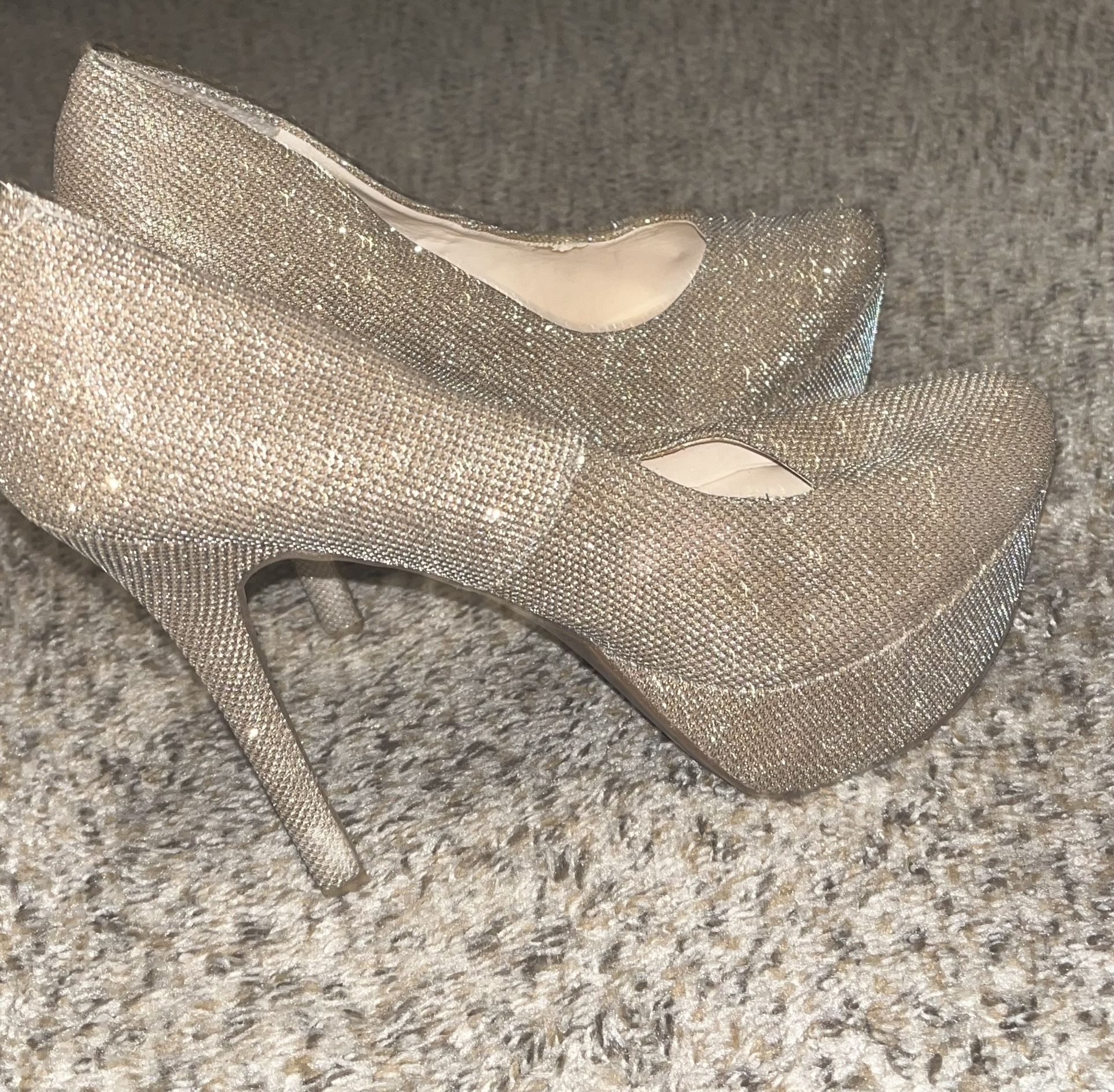 Jessica Simpson Gold Shimmer Stilettos