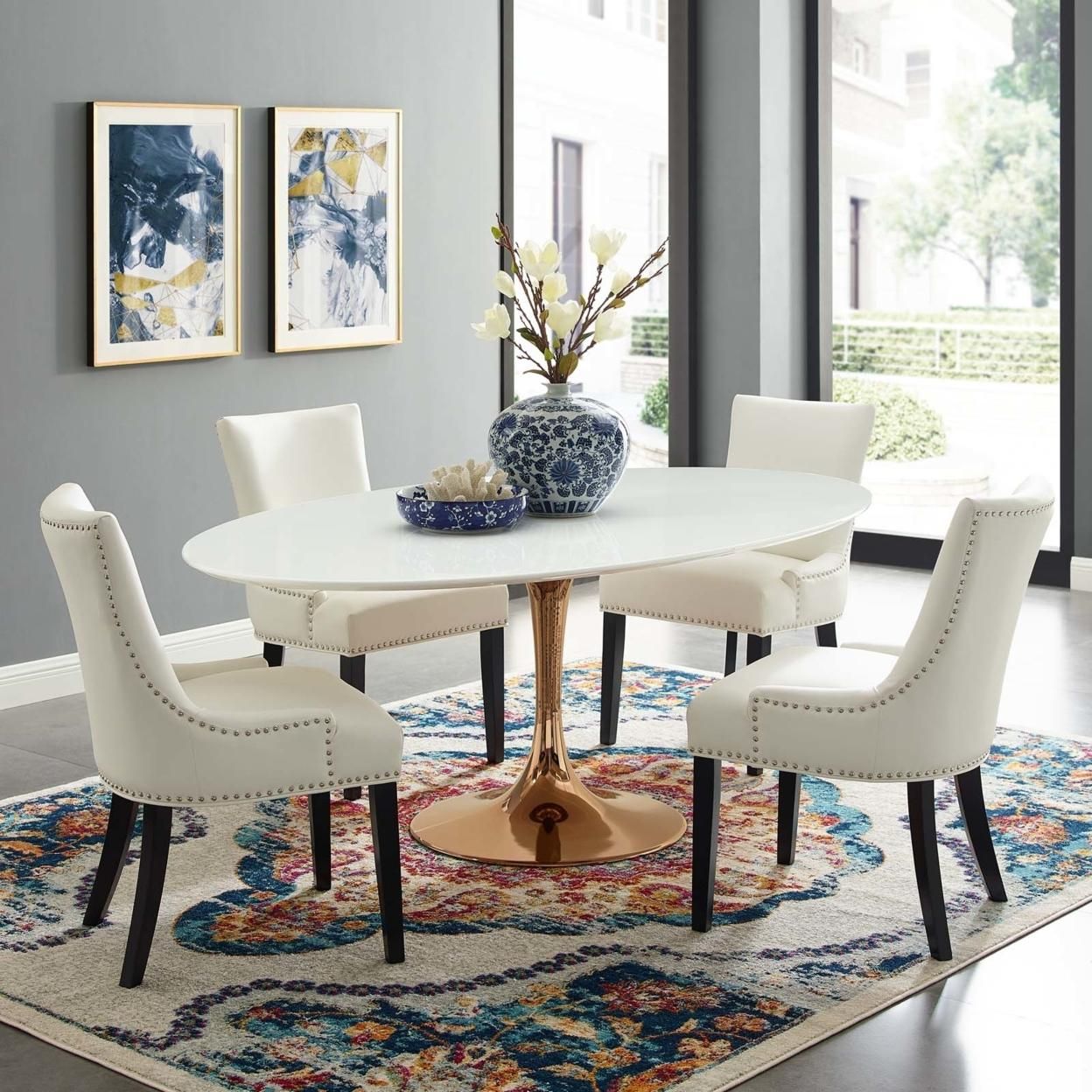 Lippa 78" Oval Dining Table (3259-ROS-WHI)
