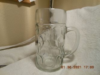 New - Large dimpled glass beer stein from Hansa Brewery – Norway Thumbnail