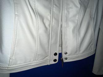 Women’s Guess (off white) Leather Jacket Zip Up Button Up Size Medium BNWT  Thumbnail