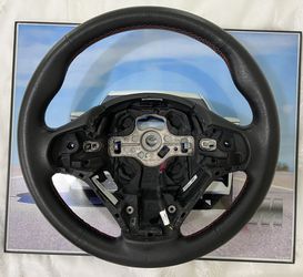 🌐 Genuine BMW F30 3 Series (2017) Steering Wheel (Used)  This is a GENUINE BMW Leather F30 Steering Wheel which came from a 2017 330i Sedan. It is bl Thumbnail