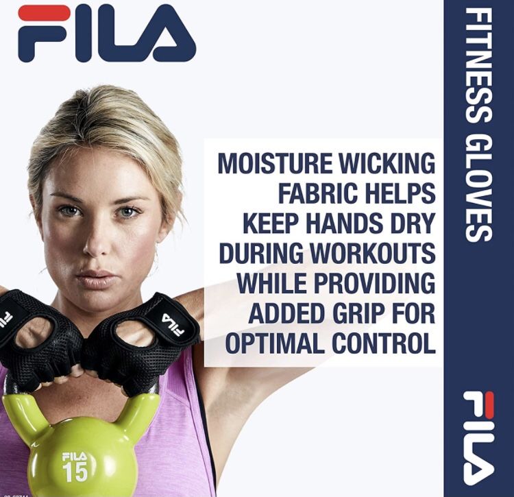 FILA Accessories Exercise Gloves - Classic Fitness Workout Gloves for Men & Women | Padded Palm Breathable Mesh | Ideal for Weightlifting, Floor Gym R