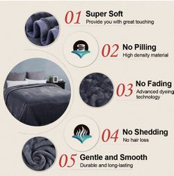 EASELAND Soft Queen Size Blanket All Season Warm Microplush Lightweight Thermal Fleece Blankets for Couch Bed Sofa,90x90 Inches,Dark Gray Thumbnail