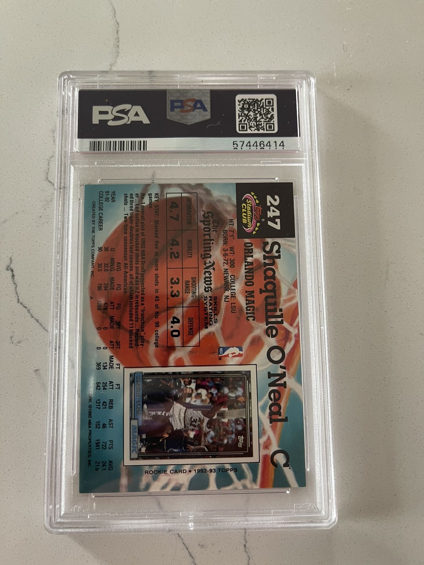 1992-93 Stadium Club #247 Shaquille O'Neal (DPK, RC)