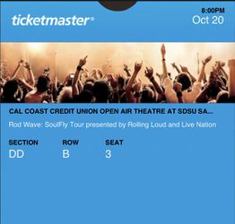 Rod Wave Soul Fly Tour Ticket For Sale !!! Thumbnail