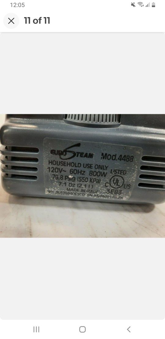 EuroSteam Steam Iron Model 4488 W/ Internal Boiler 800 watt,