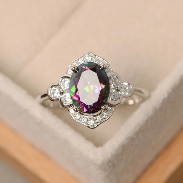 "Noble Jewelry Oval Pure Colorful Zircon Elegant Rings for Women, PD308
 