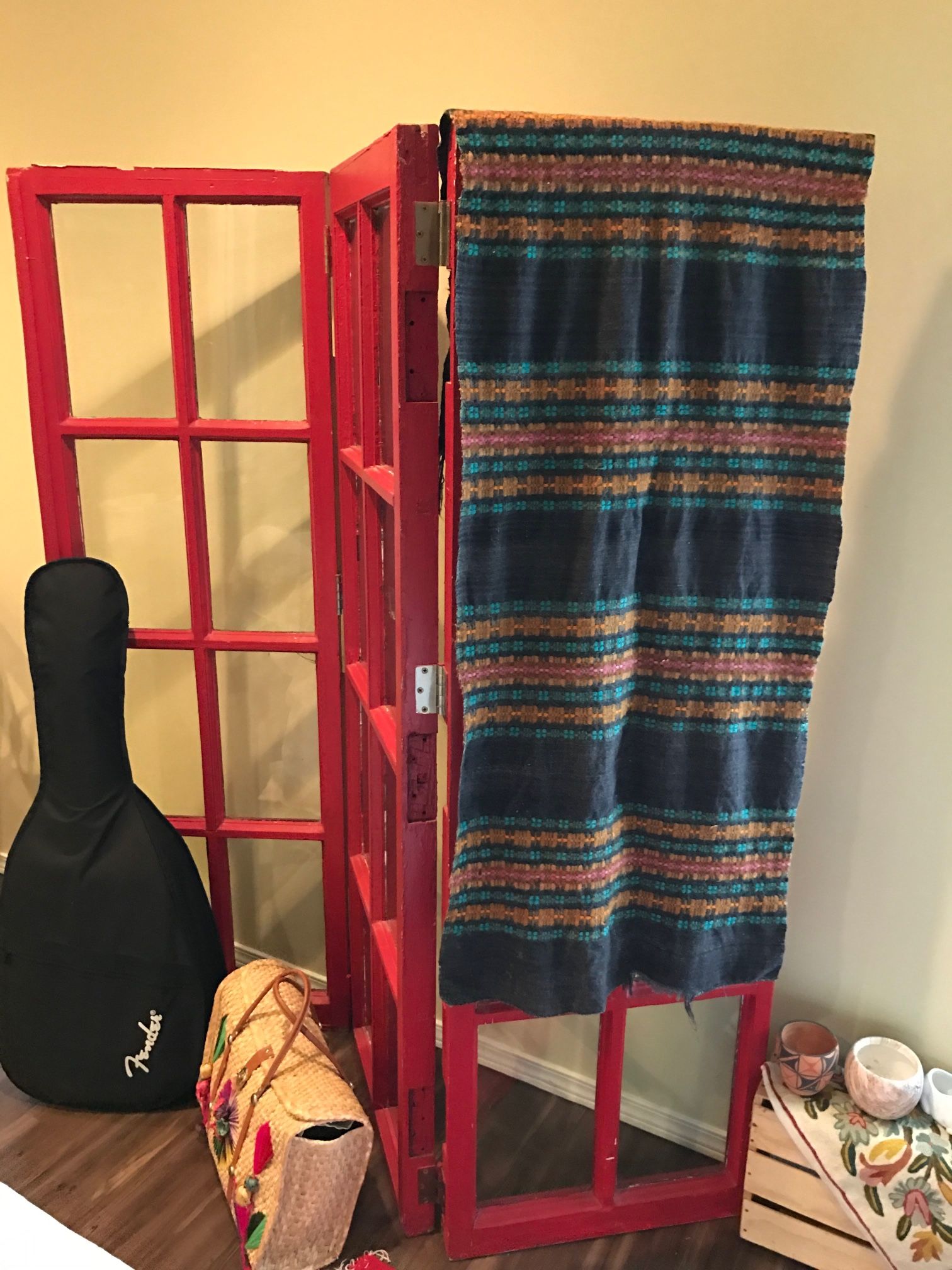 Antique Red Windows/ Room Divider