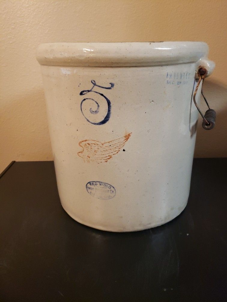 Vintage Red Wing 5 Gal Crock
