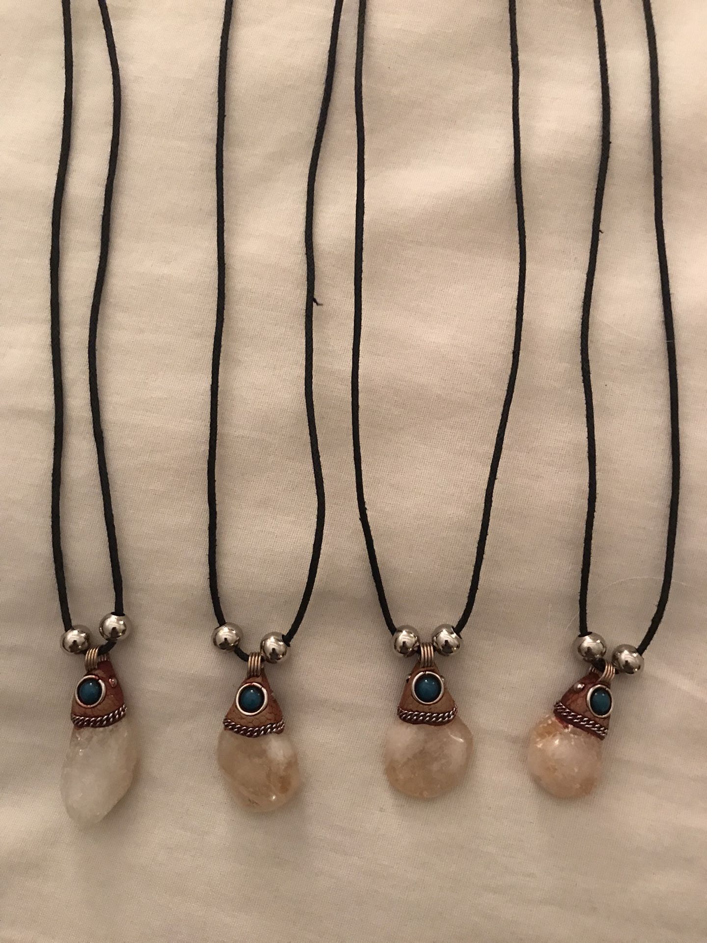 Moonstone Tumbled Stone Pendant Necklace w/Cord- Handmade