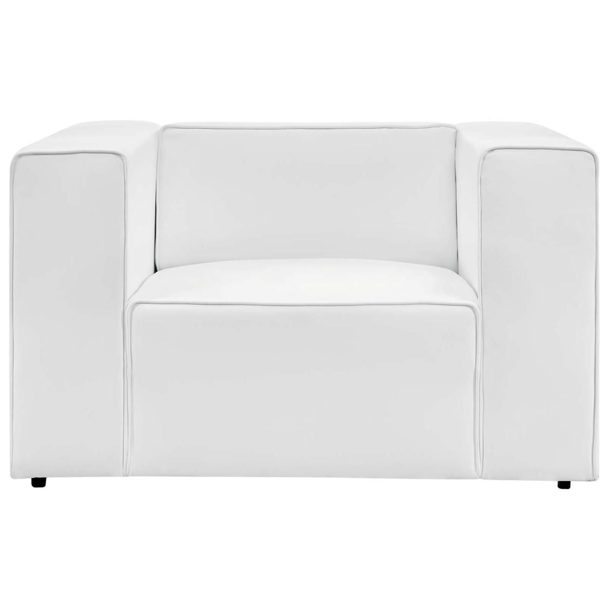 Mingle Vegan Leather Armchair, White