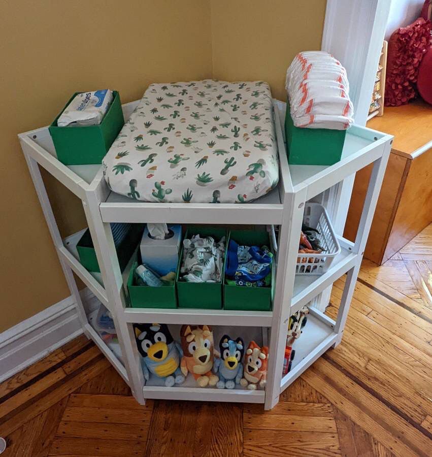 Badger Basket Diaper Corner Baby Changing Table in White 