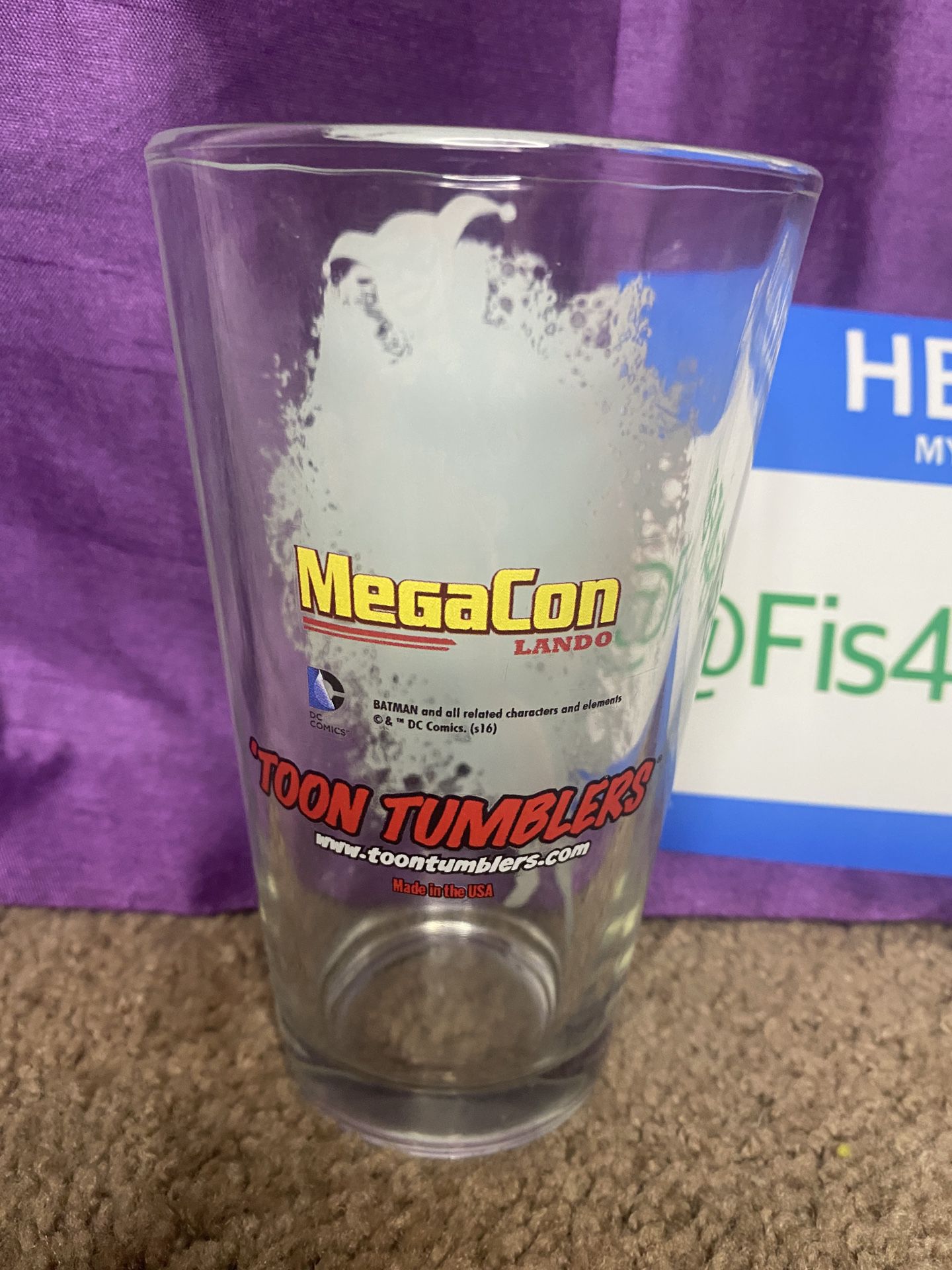 DC Comics Harley Quinn Glass Cup Toon Tumbler MegaCon Pint Glass 16oz 