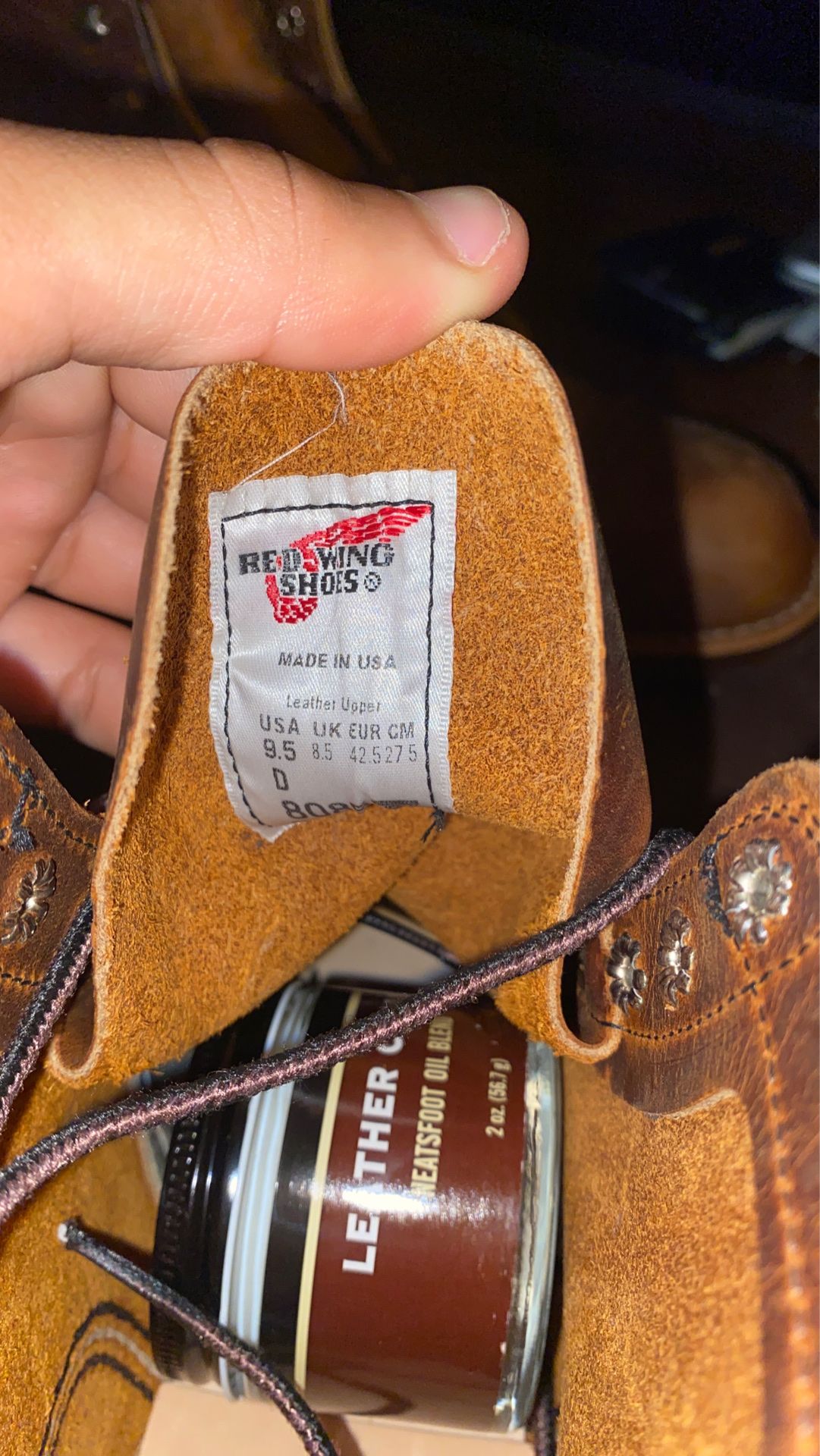 Red Wing Boots (Never worn) w/ red wing brand leather cream