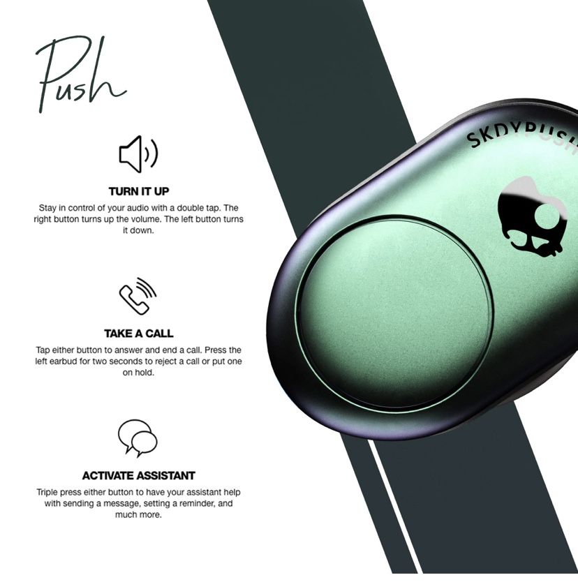 Skullcandy Push True Wireless Earbuds - Psychotropical Teal