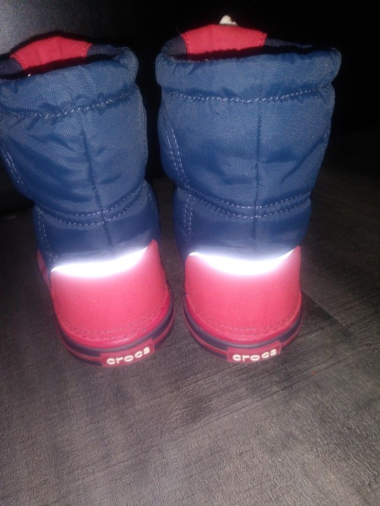 CROCS 7c Red+Blue Rain+Snow Boots