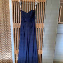 Floor-length, Strapless Navy Blue Bridesmaids Gown Thumbnail