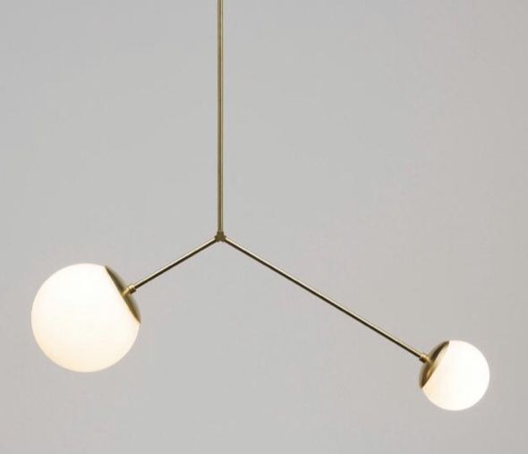 Mid Century Modern Globe Ceiling Light Fixture, Brass Asymmetric Balance Chandelier Lamp, Handmade