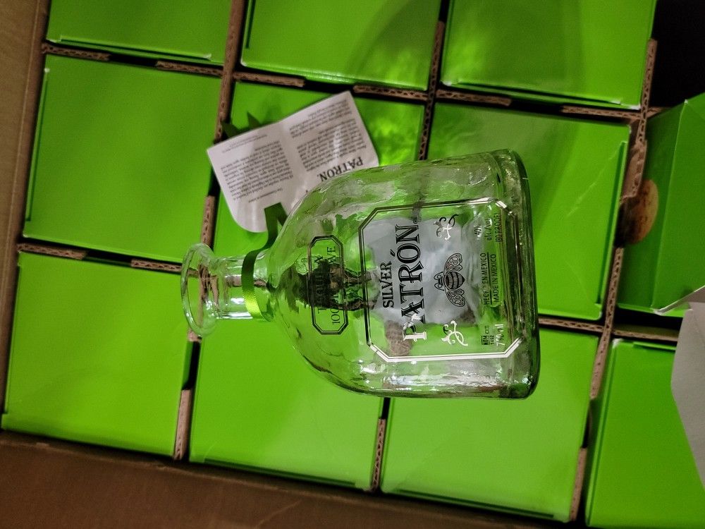 Tequila Silver Patron EMPTY Glass Bottles - Qty 11