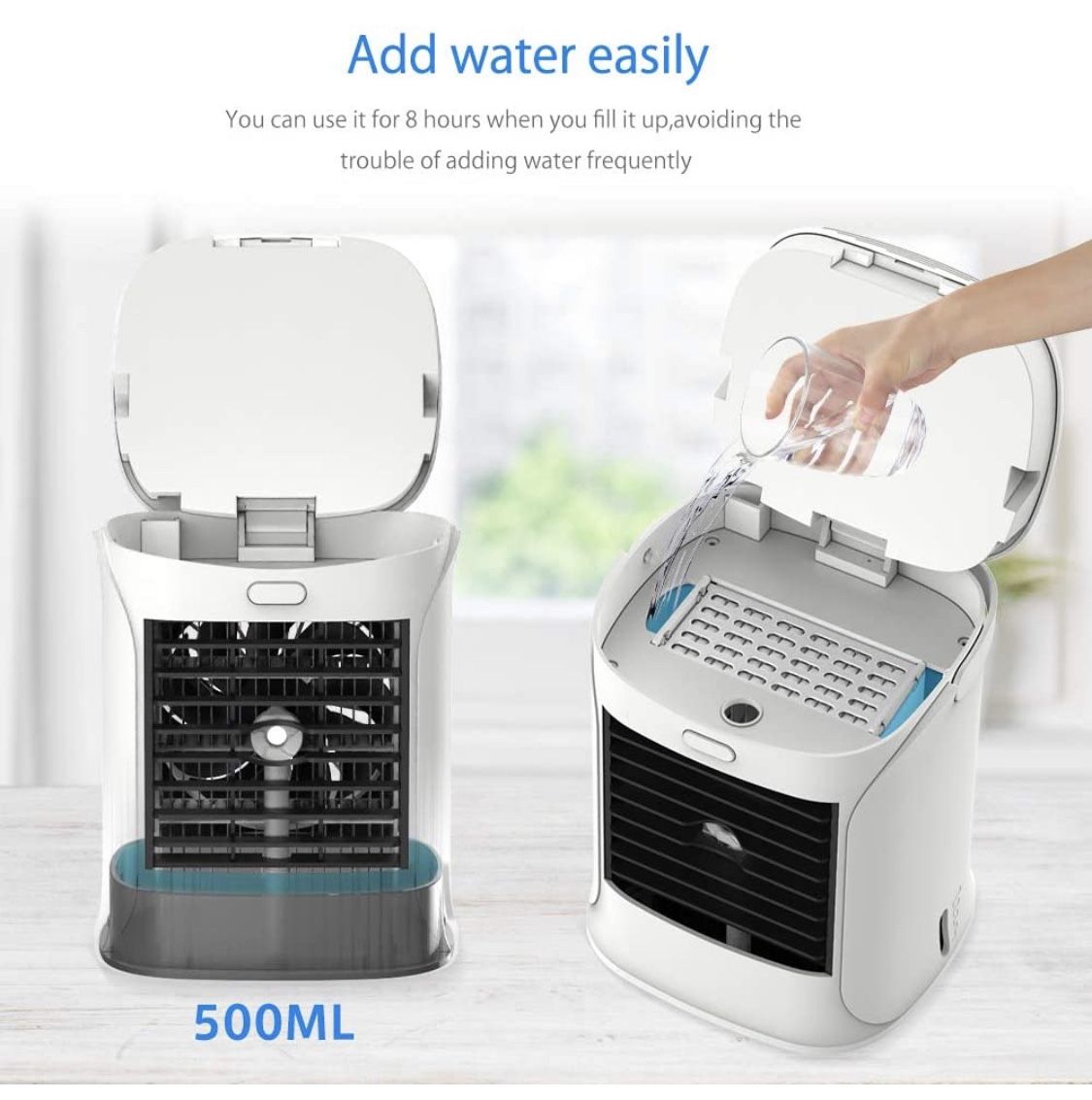 Portable Air Conditioner, Nanssigy Personal Oscillating Mini Air Cooler, Desk Fan Evaporative Cool Mist Humidifiers Air Circulator, Perfect for Bedroo