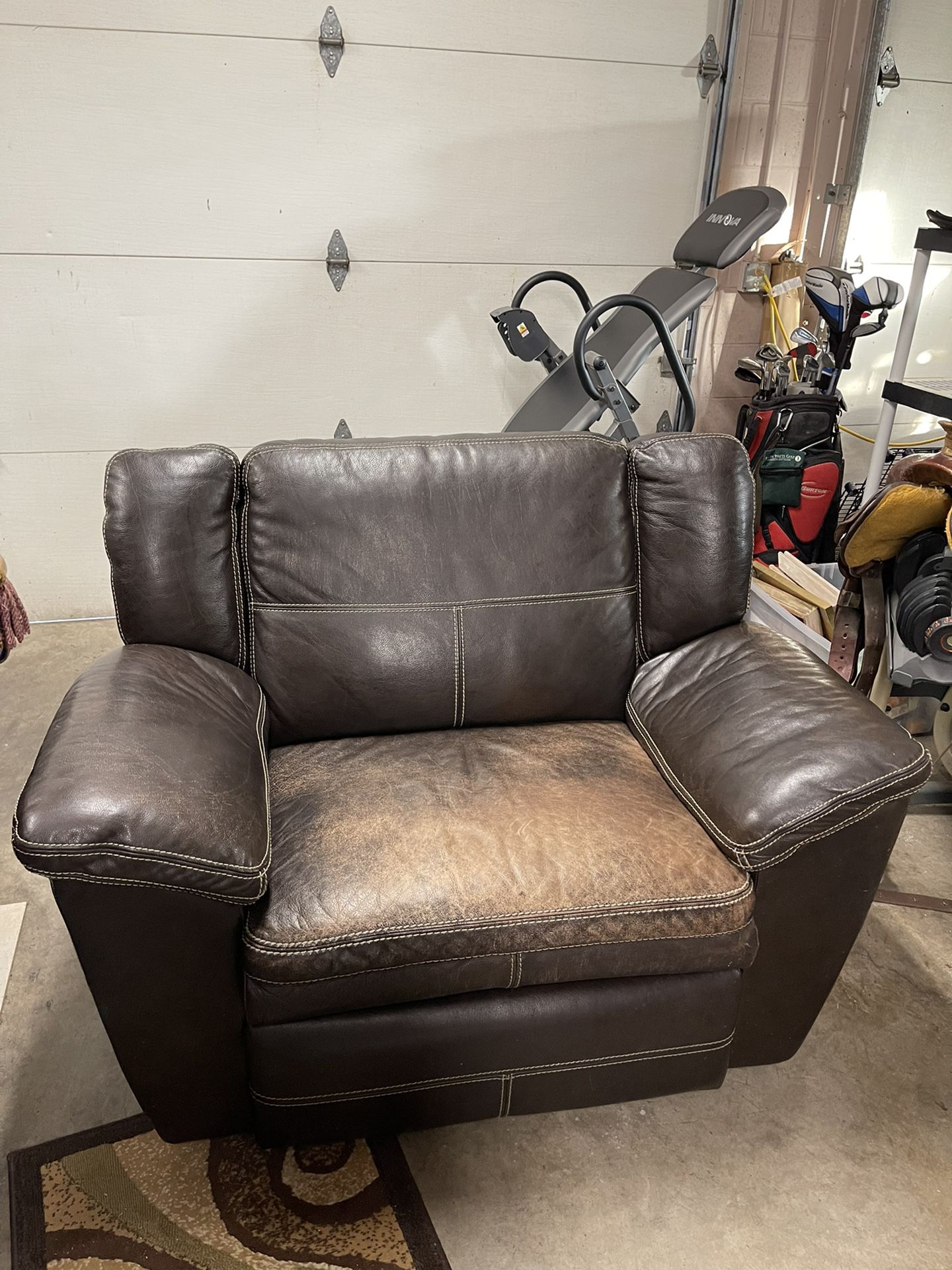 La-Z-Boy Dark Leather Reclining Chair & A Half