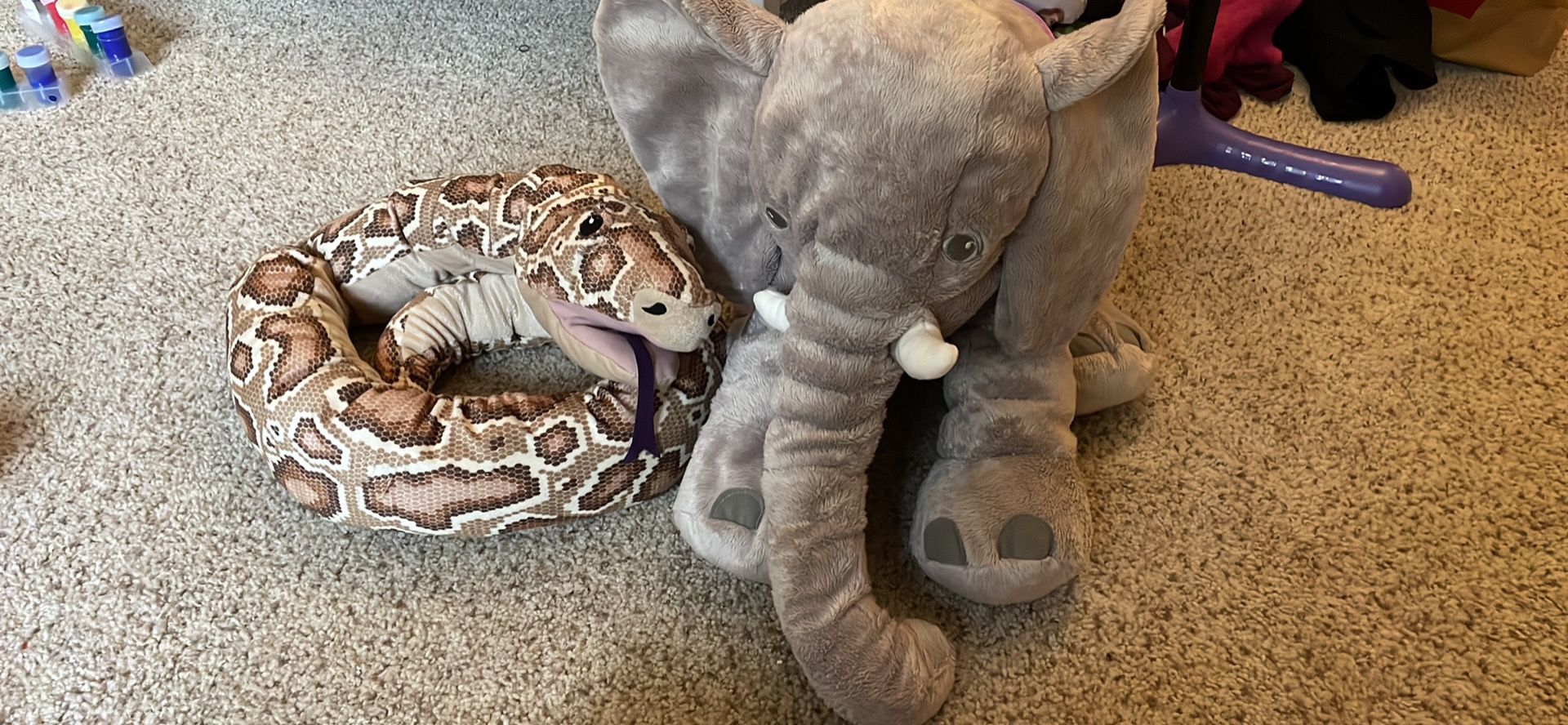Stuffed Snake & Elephant