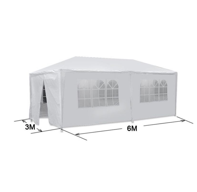 10'x20' Outdoor Canopy Party Wedding Tent White Gazebo Pavilion with 6 Side Walls