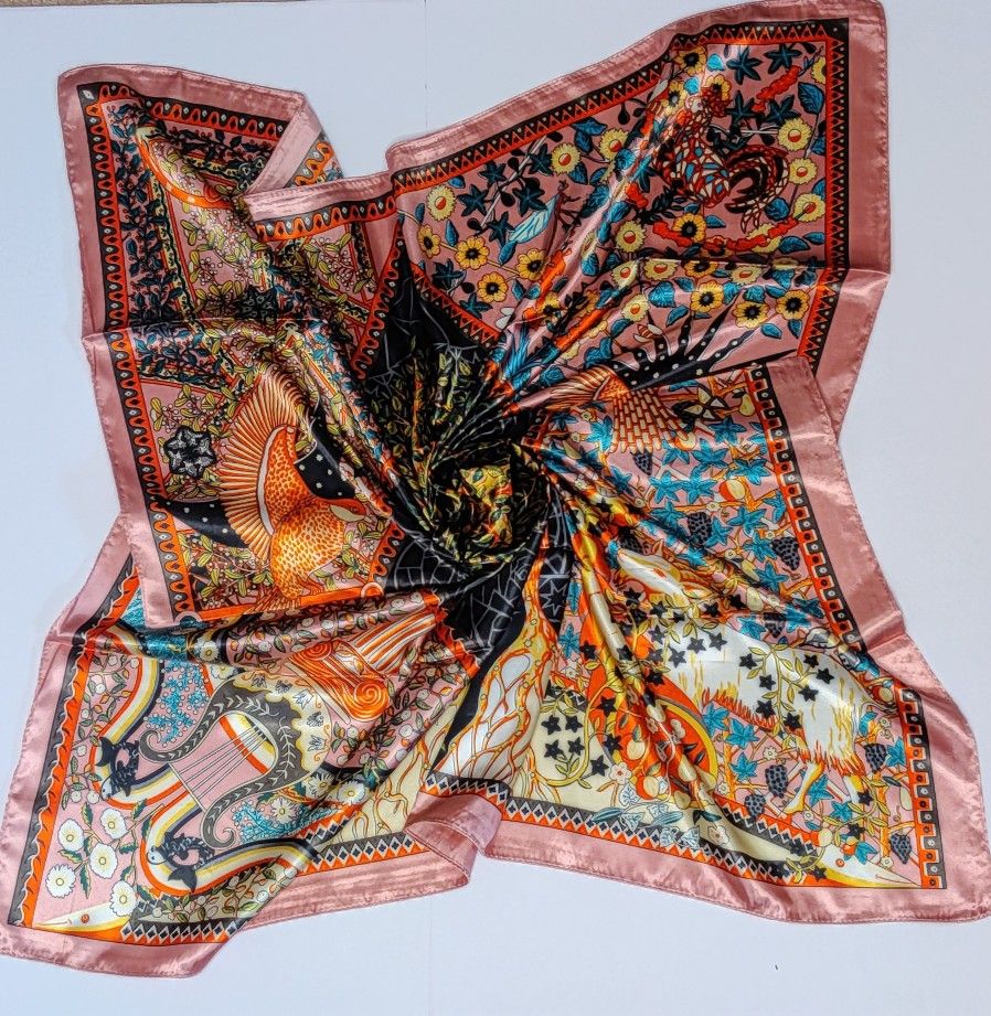 Rose Gold Silk Head Scarf/Tablecloth/Accessory