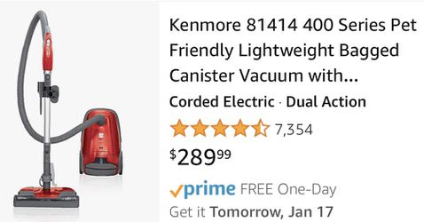 Kenmore 400 Series Pet Friendly Lightweight Bagged Canister Vacuum with Extended Telescoping Wand, HEPA, Retractable Cord Thumbnail