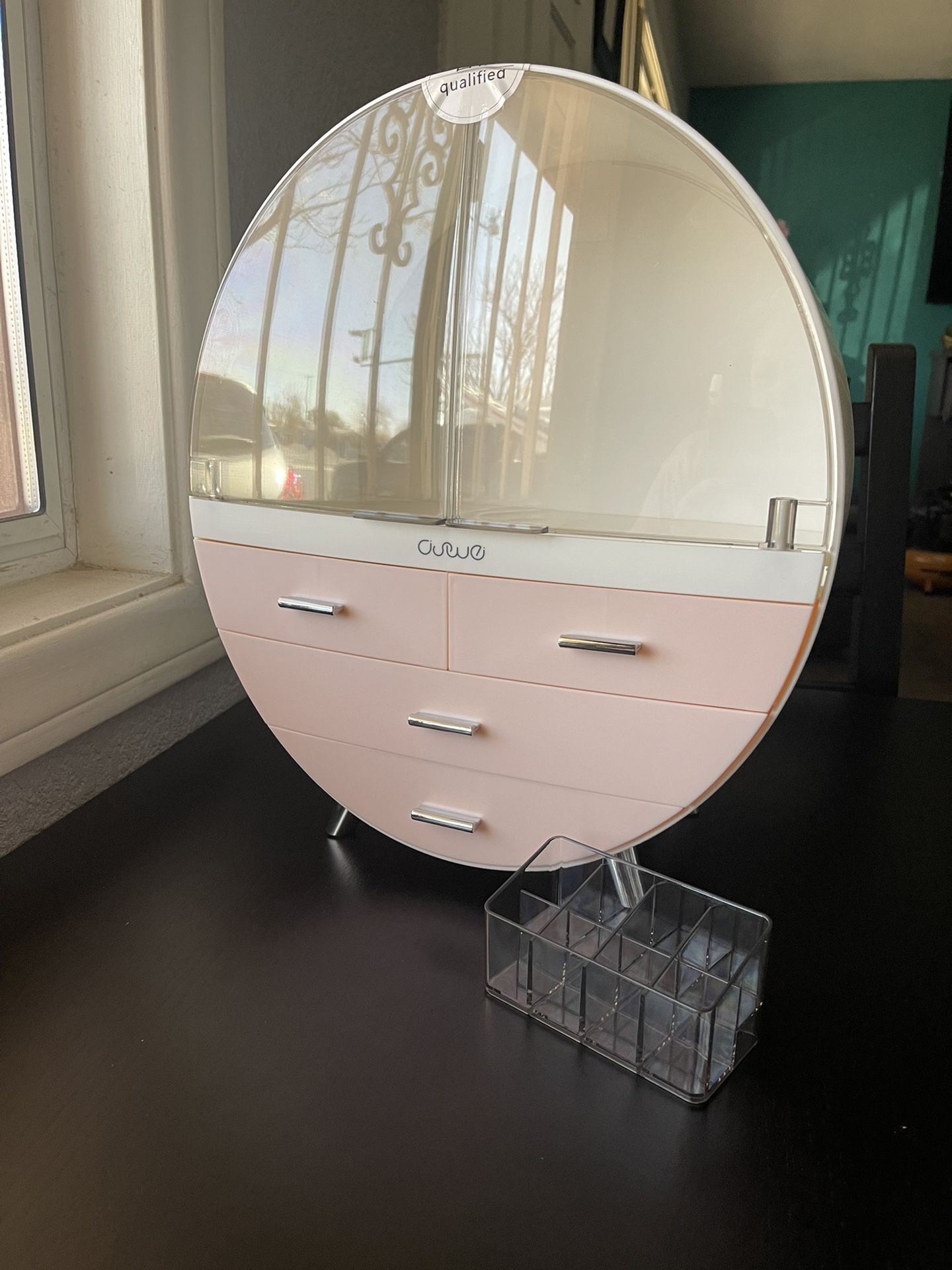Pink makeup storage organizer 