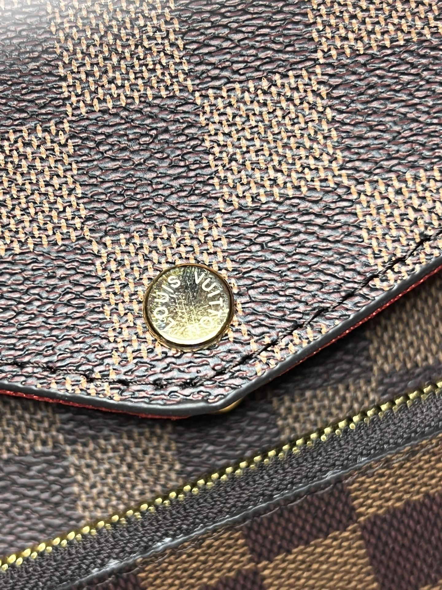 Red Louis Vuitton bag real Italian leather With 44 Inch Golf Chain