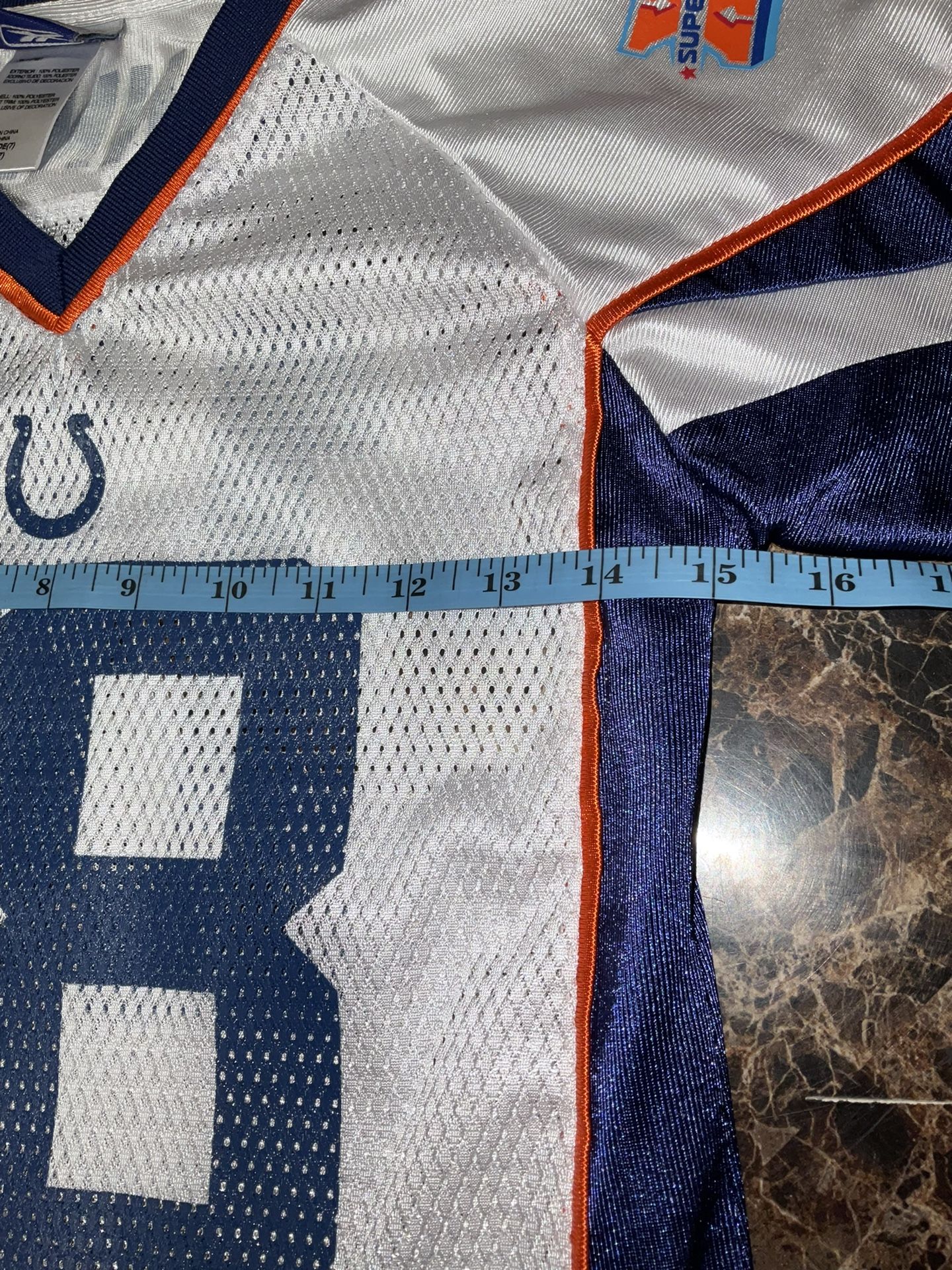 Peyton Manning Indianapolis Colts Super Bowl XLI SB41 jersey YOUTH Large (7) No rips, tears or stains