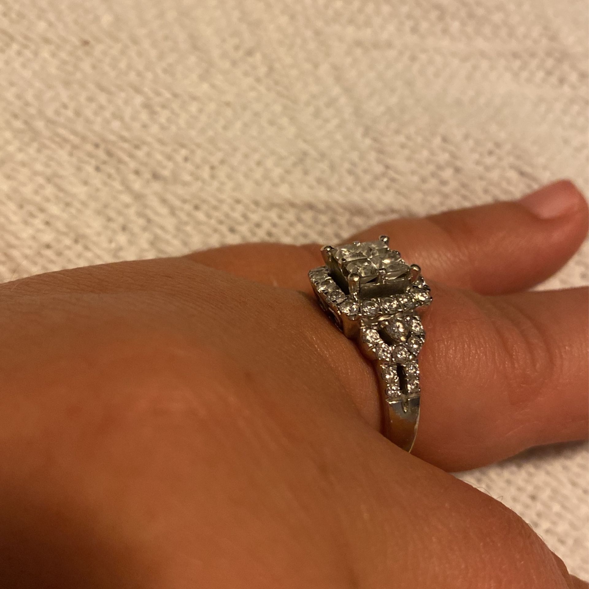 Wedding Engagement Ring 14k White Gold 3 Carot Diamonds