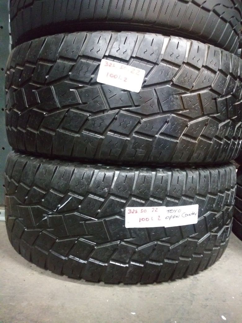 325 50 22 Toyo Open Country A/T 325/50R22 used tires pair for Sale in ...