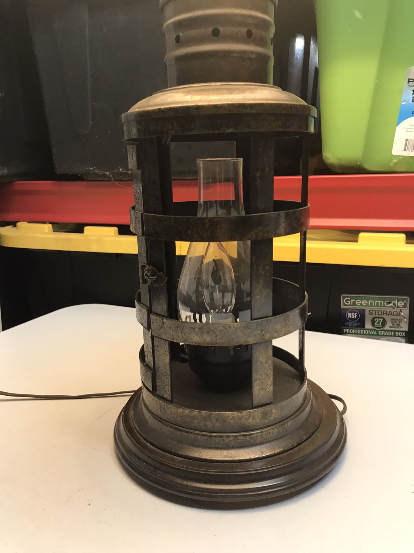 Large Vintage Lantern Style Lamp With Flicker Bulb