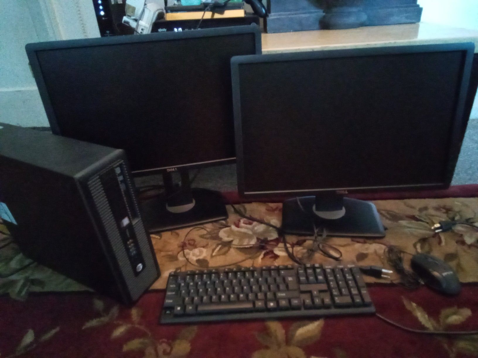 Dual computer w Monitor Keyboard and gaming mouse