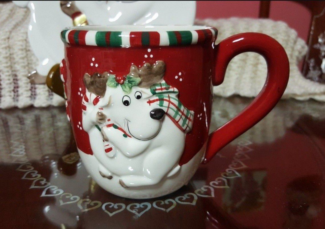 Fitz and Floyd Holiday Mug & Plate Set Reindeer 