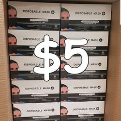 50 Pcs 3 Ply Disposable Face Masks - Black Thumbnail