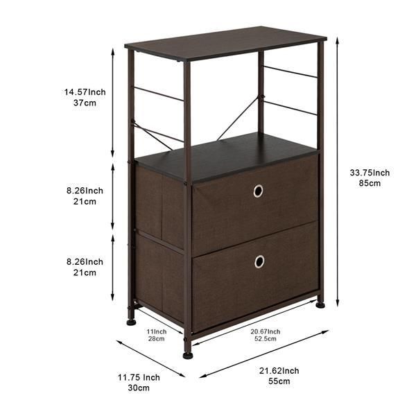 Nightstand 2-Drawer Shelf Storage - Bedside Furniture & Accent End Table Chest For Home, Bedroom, Office, College Dorm,